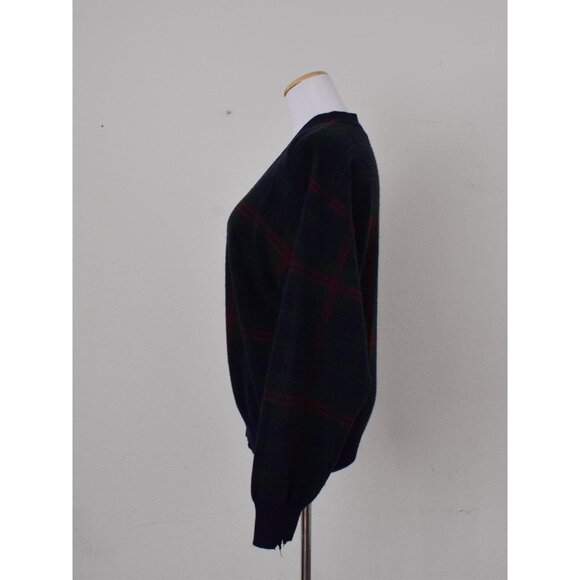 IMPERFECT Vintage‎ 90s Blue and Green Plaid Grandpa Sweater - Picture 2 of 10